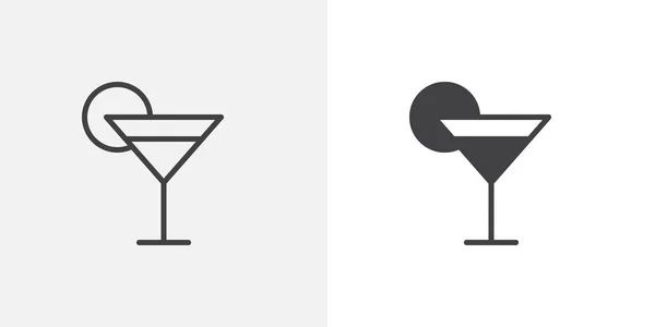 Verre à cocktail avec icône citron vert — Image vectorielle