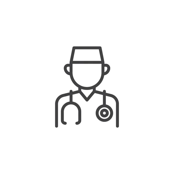 Homme médecin ligne icône — Image vectorielle