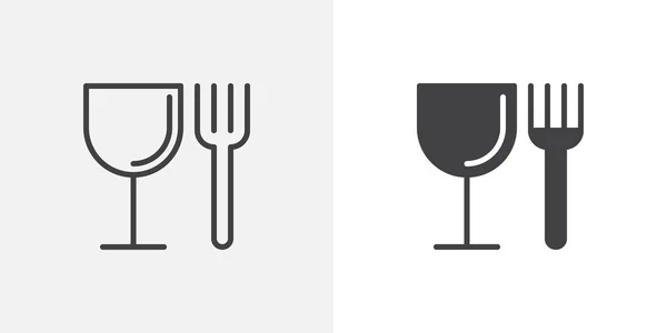 Fourchette et icône en verre — Image vectorielle