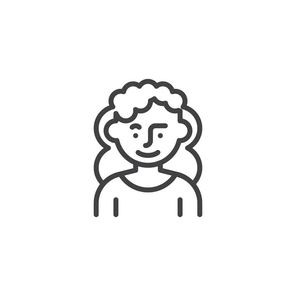 Femme avec l'icône bouclée de ligne de cheveux — Image vectorielle