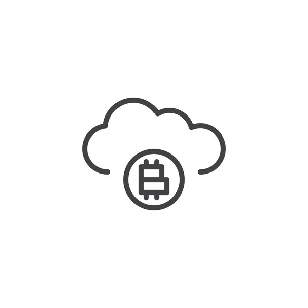 Cryptocurrency nube minería icono de línea — Vector de stock