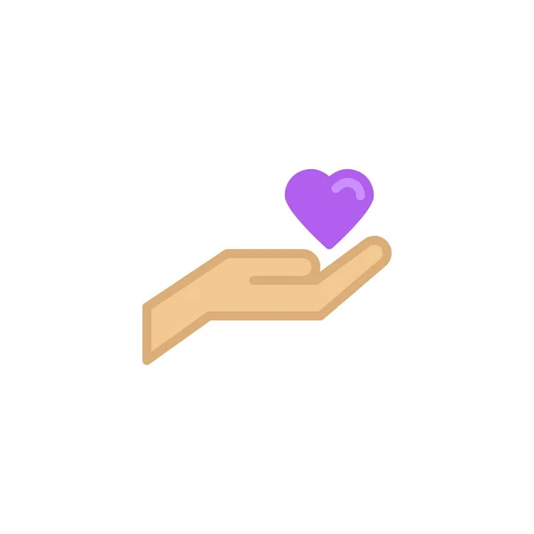 Heart in hand flat icon — Stock Vector