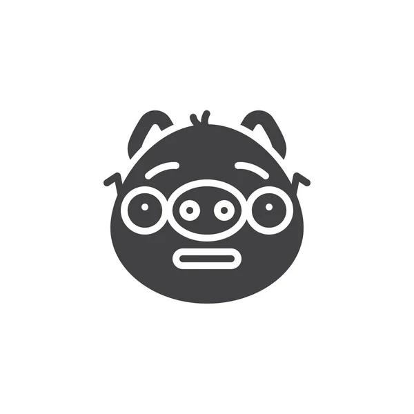 Piggy nerd rosto ícone do vetor emoticon — Vetor de Stock