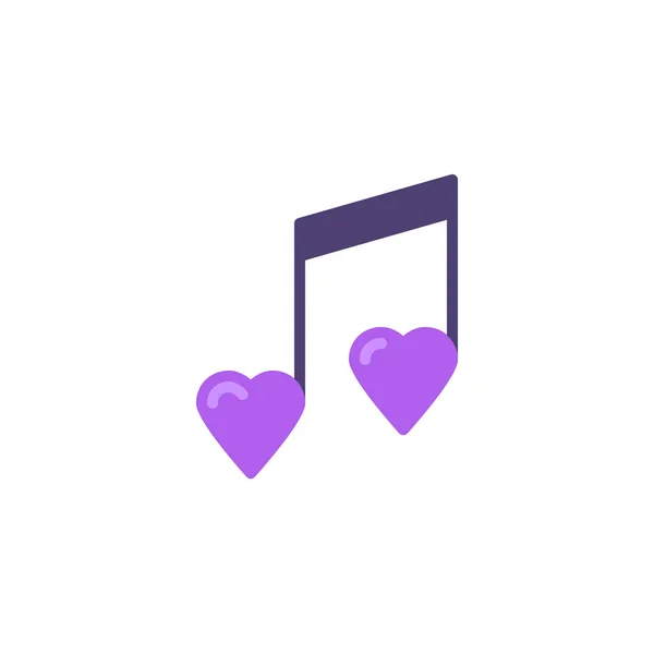 Srdcí hudba-plochá ikona — Stockový vektor