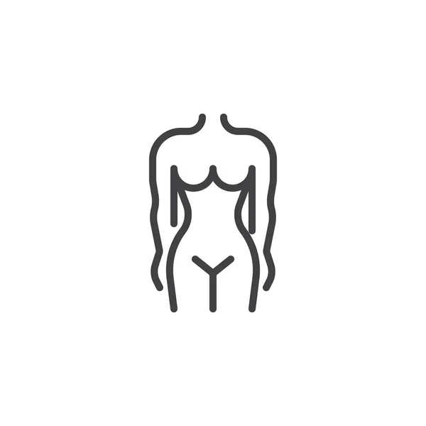 Ícone de linha figura feminina magro — Vetor de Stock