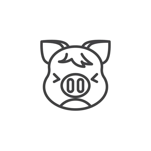 Perseverando Piggy Face Emoji línea icono — Archivo Imágenes Vectoriales