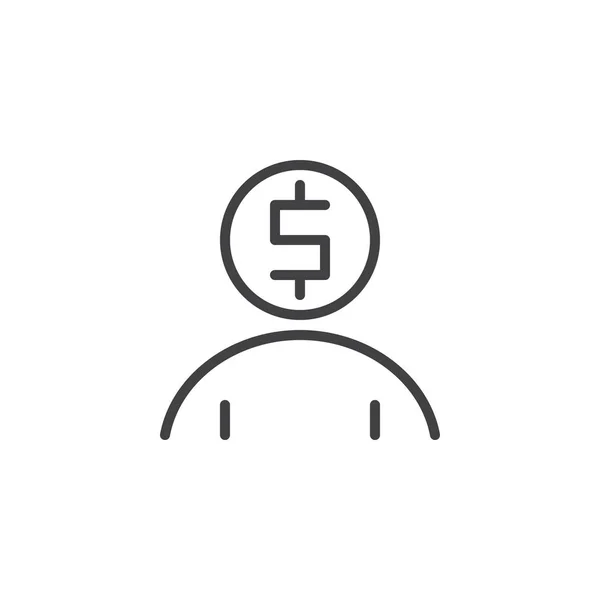 Ikona uživatelského řádku dolaru — Stockový vektor