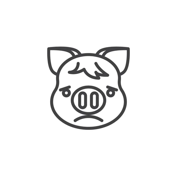 Mírně zamračený Čuňas tvář Emoji čára — Stockový vektor