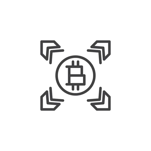 Bitcoin overdracht pijlen lijn icoon — Stockvector
