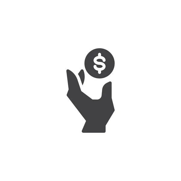 Hand och dollar mynt pengar vektor ikon — Stock vektor