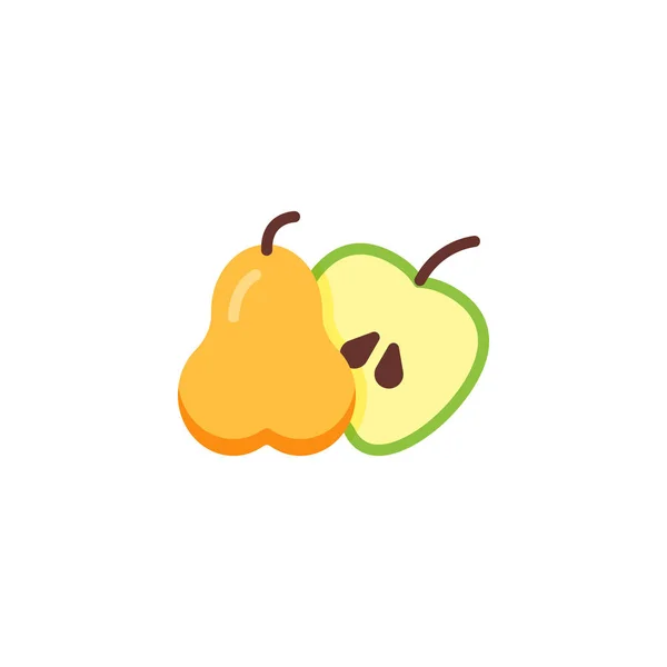 Jabłko pół i gruszka płaska ikona — Wektor stockowy