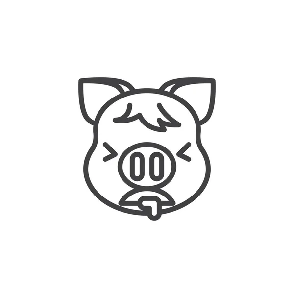 Schweinchen Gesicht Erbrechen Emoji Linie Symbol — Stockvektor