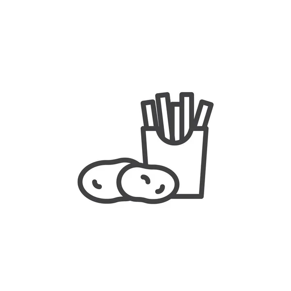 French fries potatoes line icon — Stock Vector