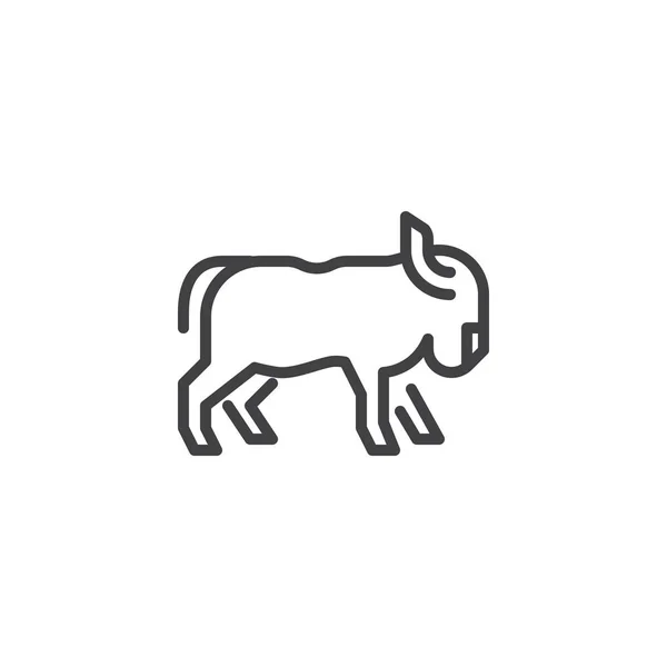 Boi chifrudo ícone de linha de visão lateral —  Vetores de Stock