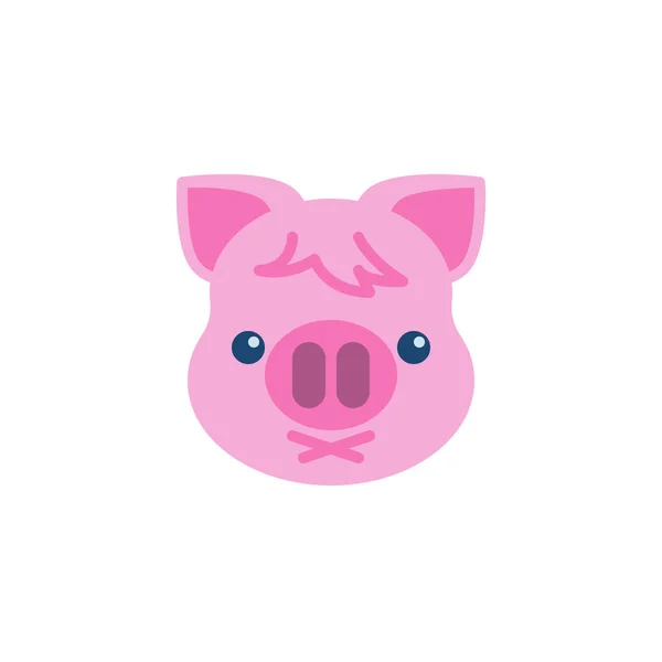 Piggy verward gezicht Emoji platte icoon — Stockvector