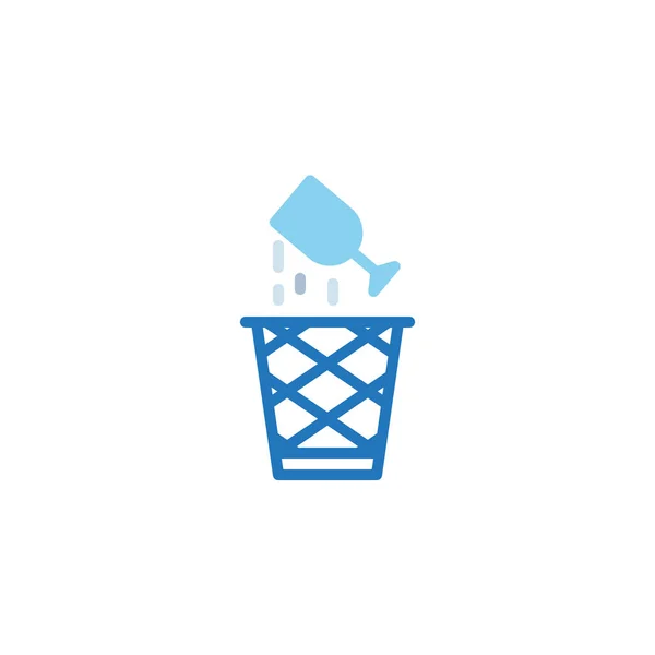 Glass and garbage basket flat icon — Stock Vector