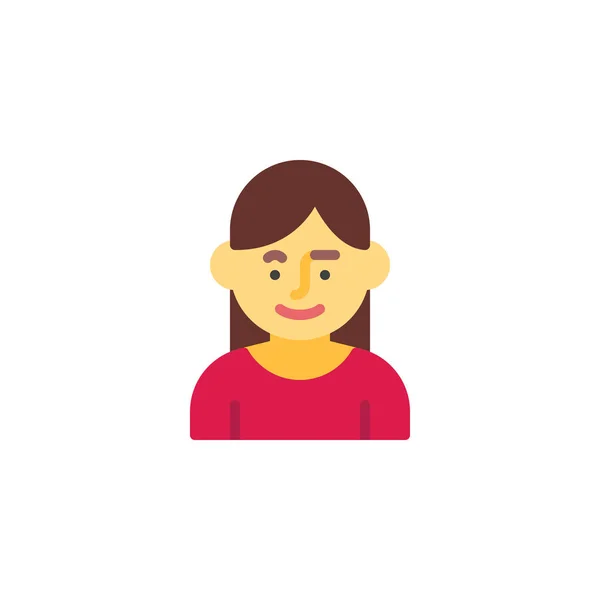 Mujer feliz retrato icono plano — Vector de stock