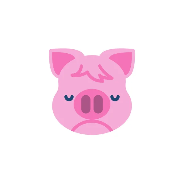 Piggy nauseated Face emoji düz simgesi — Stok Vektör