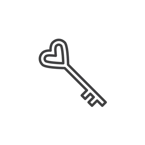 Icône de ligne de clé de coeur — Image vectorielle