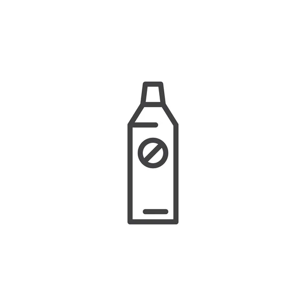 Ícone de linha de garrafa repelente de insetos — Vetor de Stock