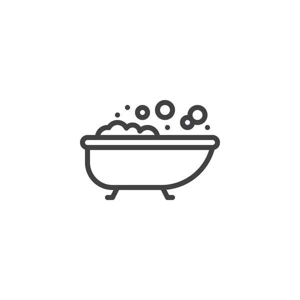 Bath with bubbles line icon — Stock Vector