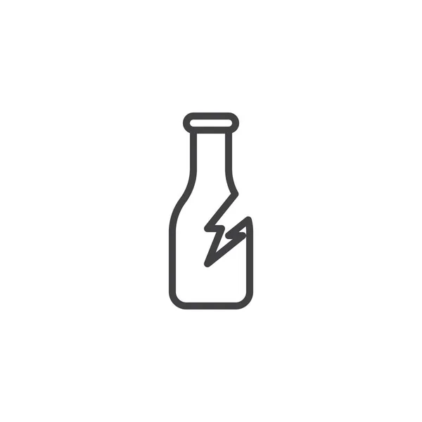 Ícone de linha de lixo garrafa de vidro quebrado — Vetor de Stock