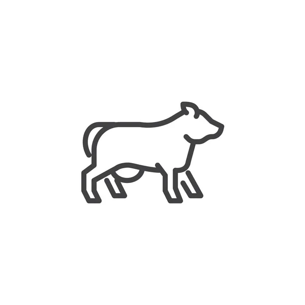 Vaca ícone de linha de visão lateral — Vetor de Stock