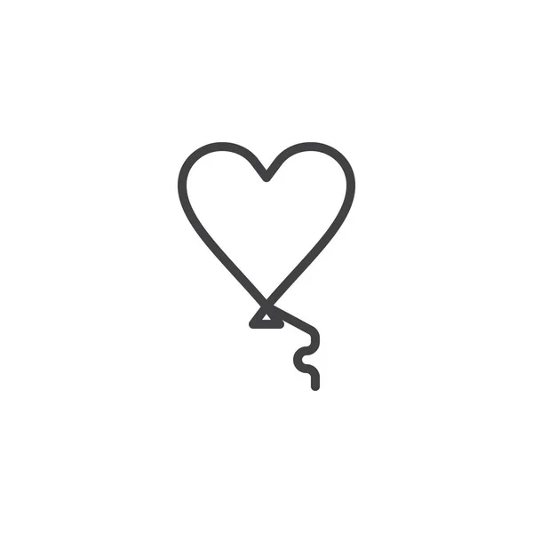 Heart balloon line icon — Stock Vector