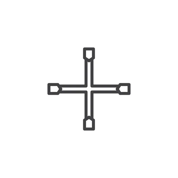 Hjul nyckel linje ikon — Stock vektor