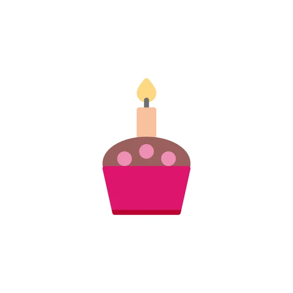 Easter cupcake with candle flat icon — Stock Vector