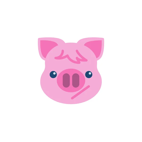 Confused piggy face emoji flat icon — Stock Vector