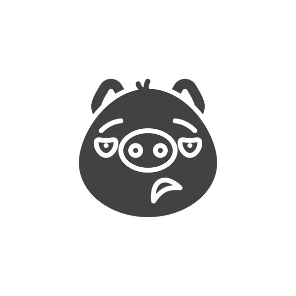 Confundido cara de cerdo icono de vector emoji — Vector de stock