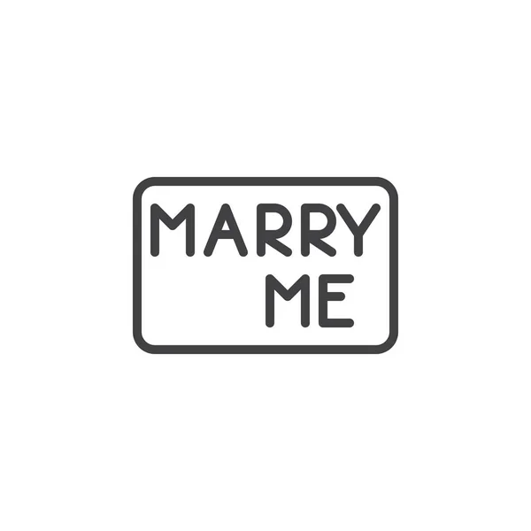 Marry me belettering lijn icoon — Stockvector