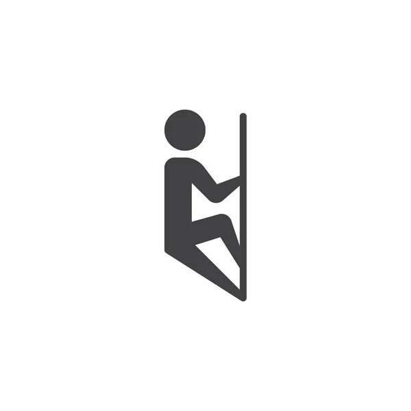 Escalador hombre y escalada pared vector icono — Vector de stock