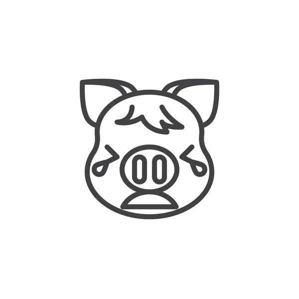 Llorando Piggy Face Emoji línea icono — Archivo Imágenes Vectoriales