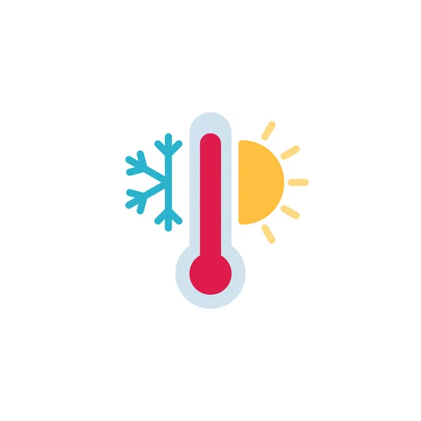 Teploměr s slunečným a mrazicím plochým ikonou — Stockový vektor