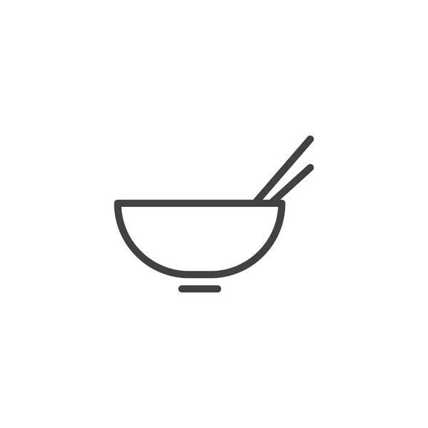 Linea ciotola icona Noodles — Vettoriale Stock