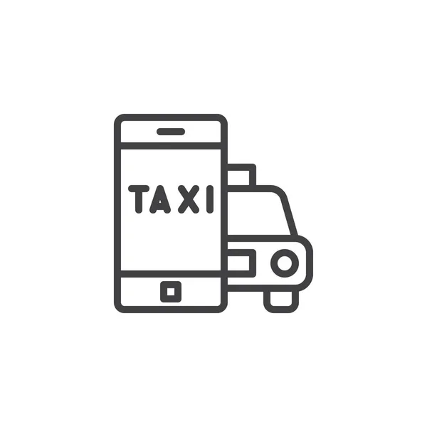 Taxi cab bestellen app lijn icoon — Stockvector