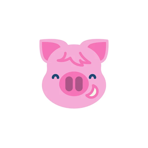 Grinning piggy face with smiling face emoji flat icon — Stock Vector