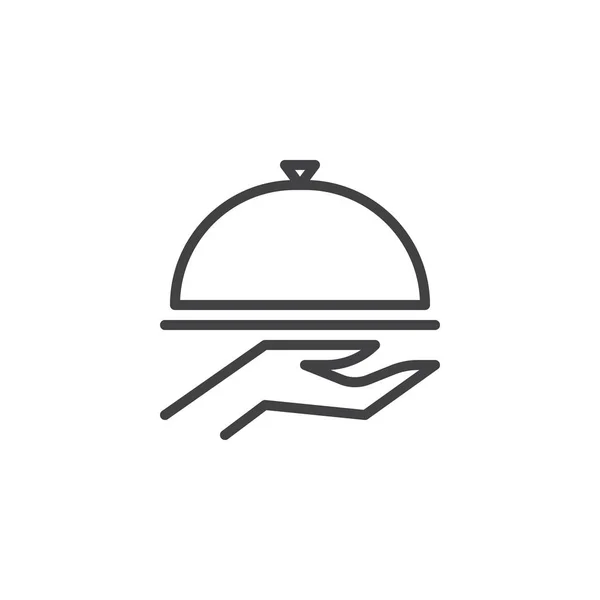 Copertina alimentare sull'icona della linea della mano — Vettoriale Stock