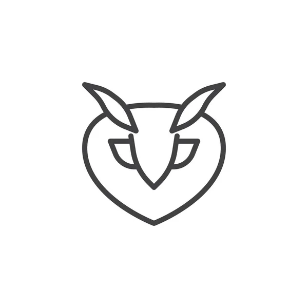 Búho cabeza línea icono — Vector de stock
