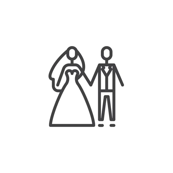 Groom and Bride line icon — Stock Vector