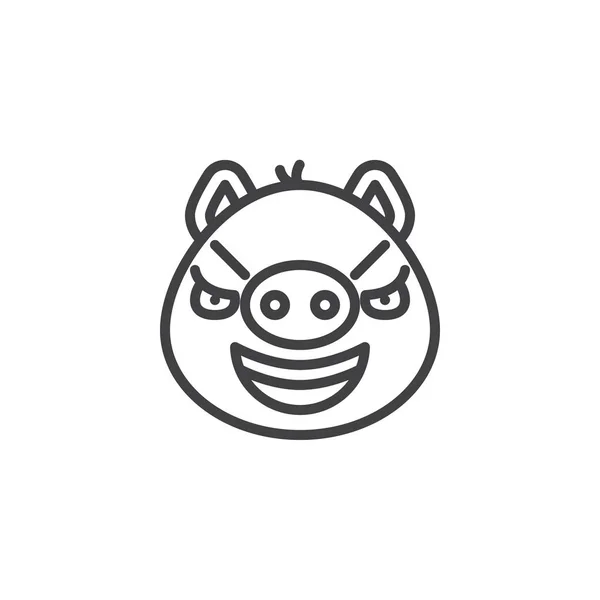 Sarcastico piggy faccia emoji linea icona — Vettoriale Stock