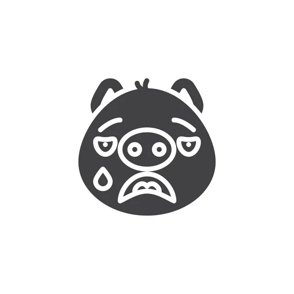 Llorando cara de cerdito icono de vector emoticono — Vector de stock