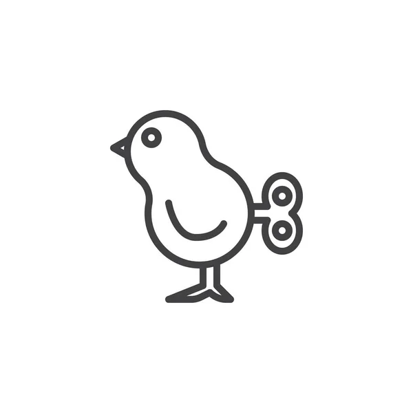 Horloge poulet jouet ligne icône — Image vectorielle