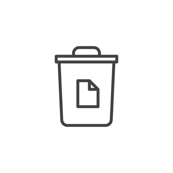 Lixo de papel lata ícone de linha — Vetor de Stock