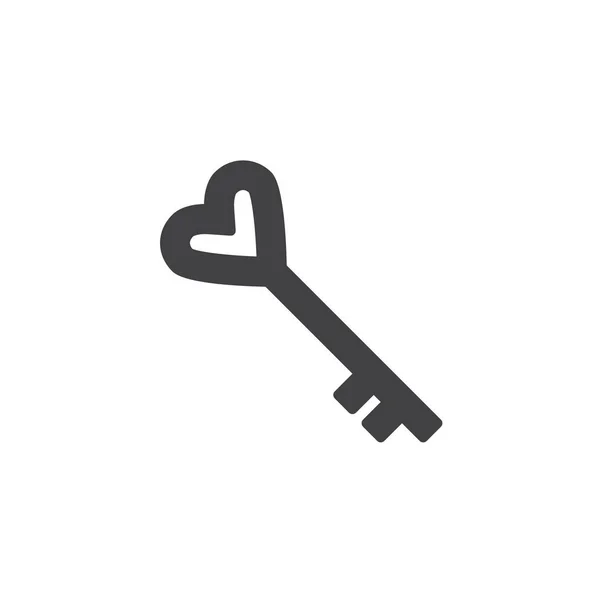 Corazón icono clave vector — Vector de stock