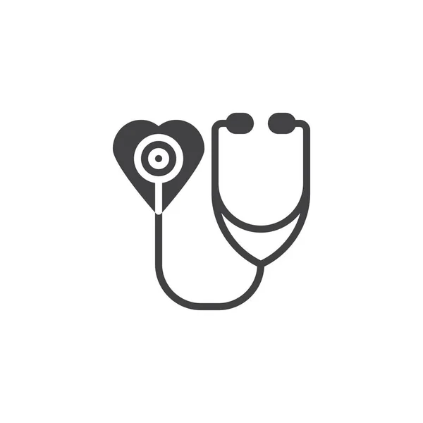 Hjärta med stetoskop vektor ikon — Stock vektor