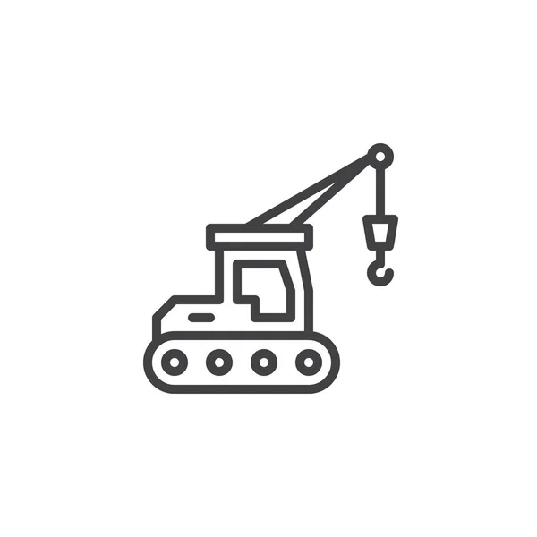 Hydraulic crawler crane line icon — Stock Vector