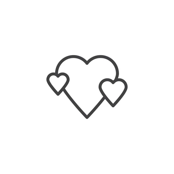 Значок линии трёх сердец — стоковый вектор